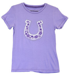 Cowgirl Hardware Girls Purple Bandana Horseshoe Short Sleeve Shirt