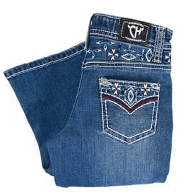 Cowgirl Hardware Girls Red And Turquoise Aztec Pocket Jeans