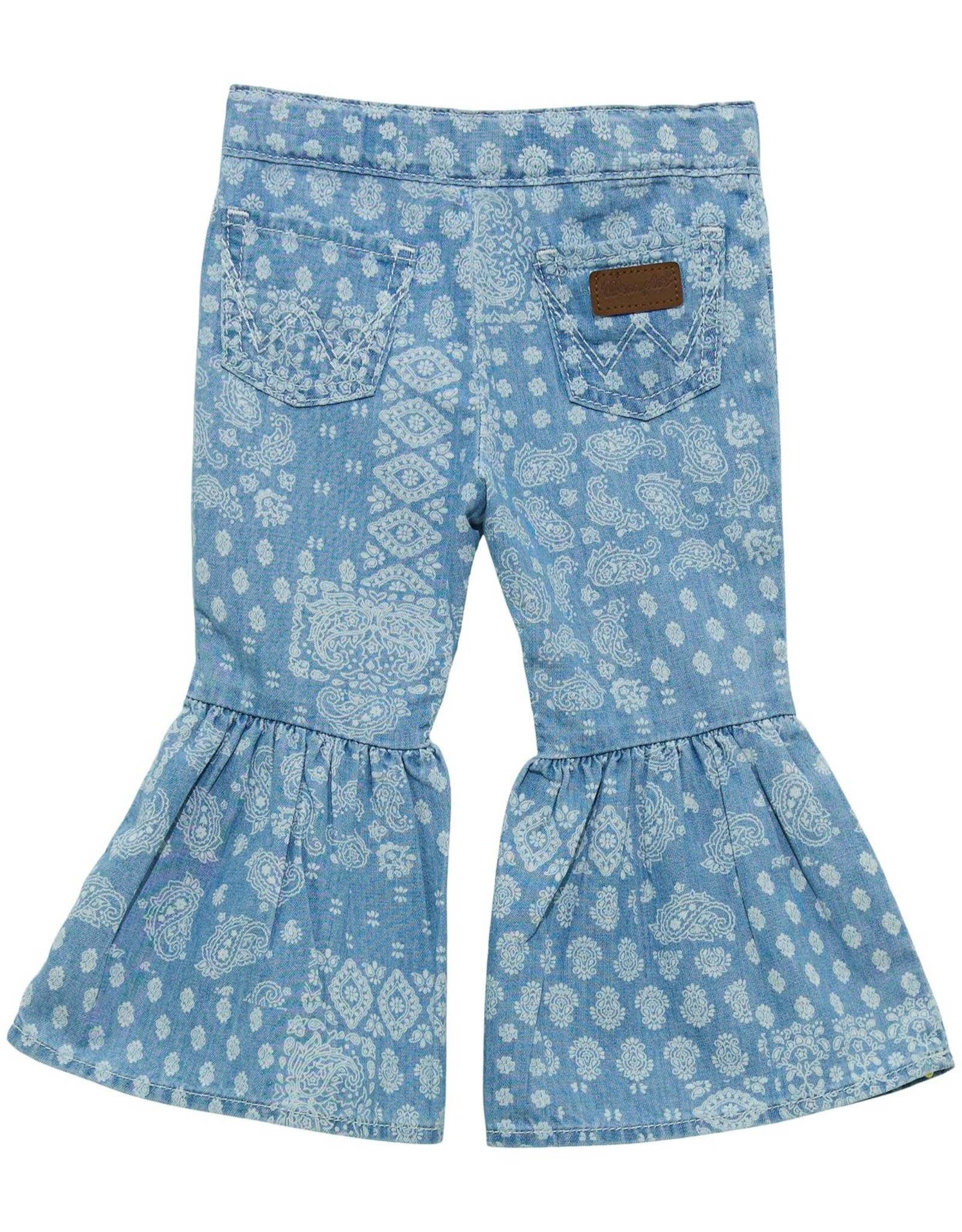 Girls Wrangler Infant Toddler Western Bandana Light Wash Flare Pull Up Jeans