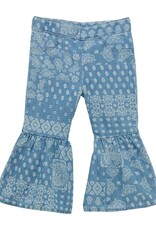 Girls Wrangler Infant Toddler Western Bandana Light Wash Flare Pull Up Jeans