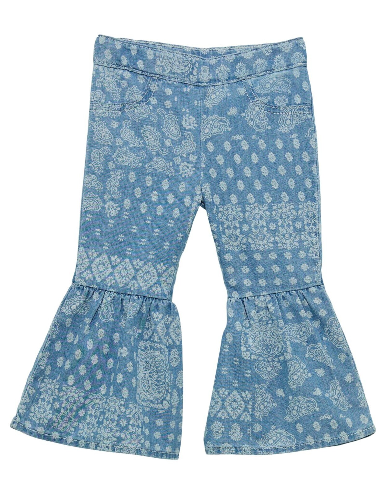 Girls Wrangler Infant Toddler Western Bandana Light Wash Flare Pull Up Jeans