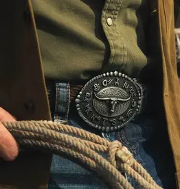 Montana  Silversmiths Branded Legacy Longhorn Attitude Western Belt Buckle