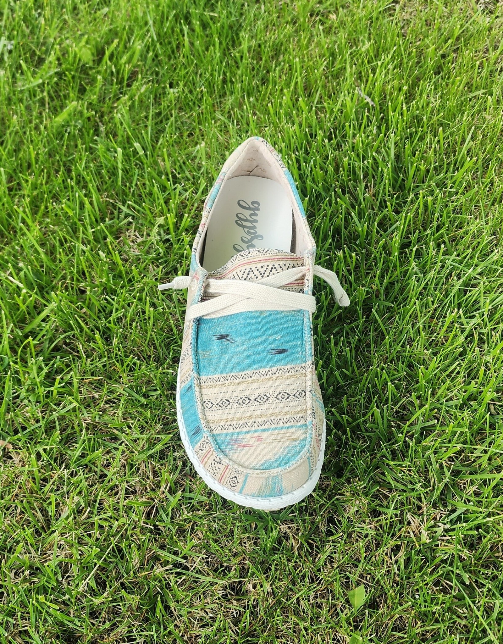 Womens Gypsy Jazz Turquoise Tan Southwest Slip on Canvas Shoe