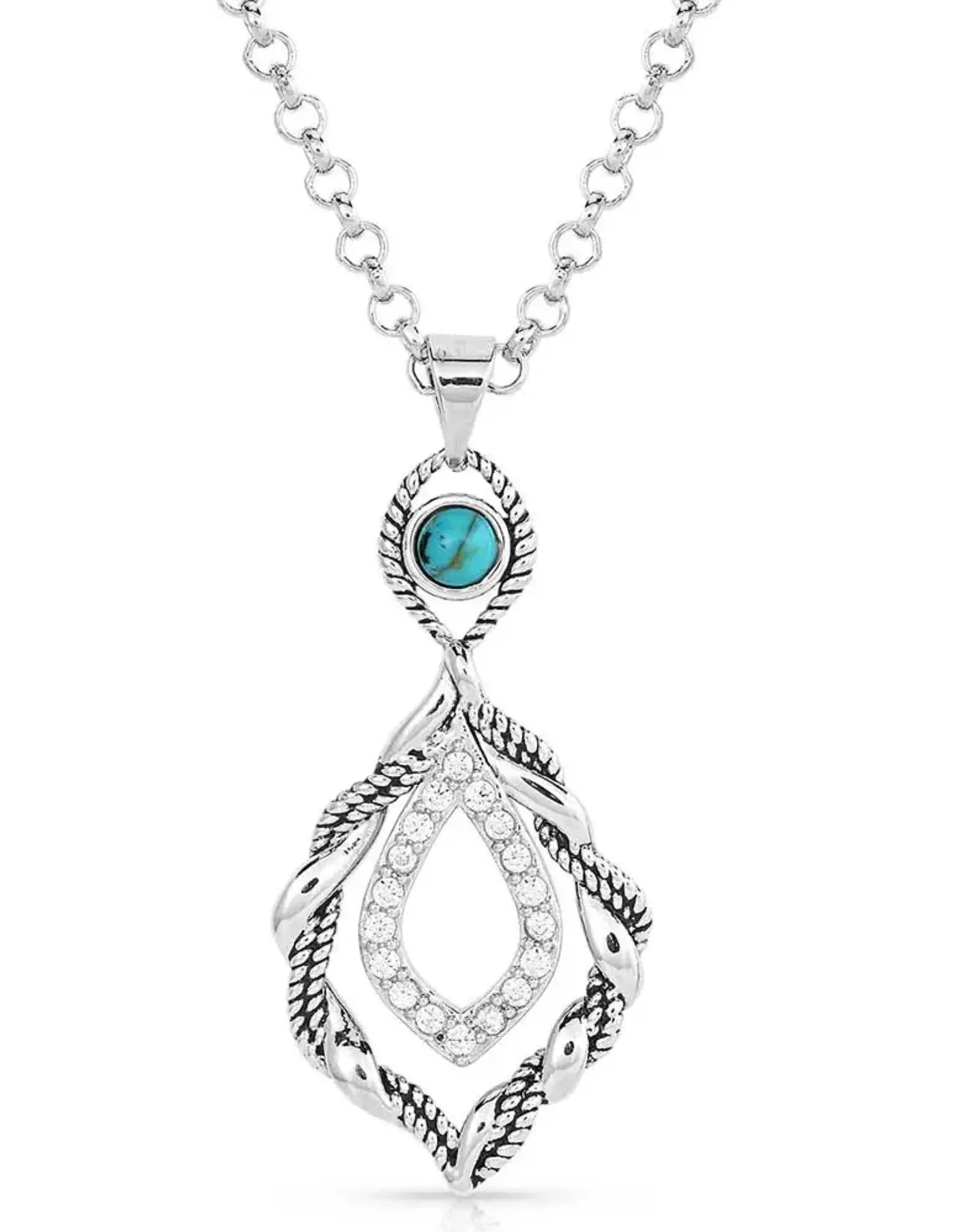 Montana Silversmiths Twisted In Time Turquoise Cubic Zirconia Necklace
