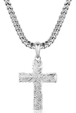 Montana Silversmiths Mens Silver Black Roughstock Cross Necklace