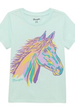 Girls Wrangler Light Green Horse Head Graphic Short Sleeve T Shirt