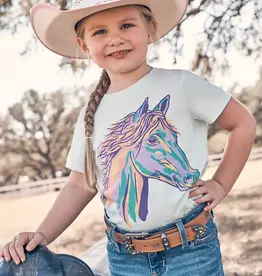 Girls Wrangler Light Green Horse Head Graphic Short Sleeve T Shirt