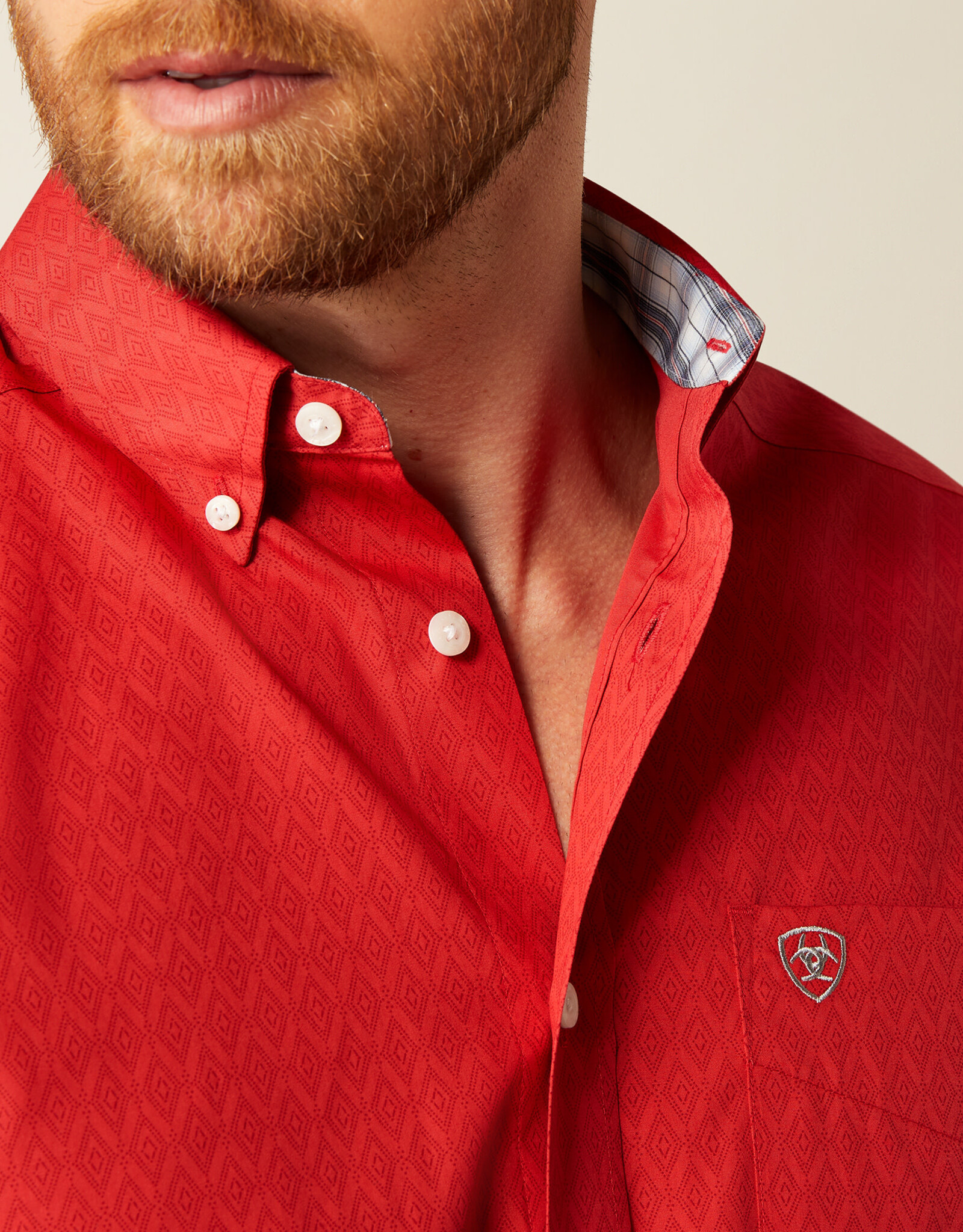 Ariat Ariat Mens Wrinkle Free Dangelo Red Print Long Sleeve Button Western Shirt