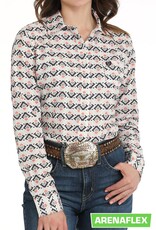 Cinch Womens Cinch White Aztec Arena Flex Long Sleeve Button Western Shirt