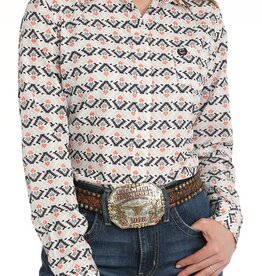 Cinch Womens Cinch White Aztec Arena Flex Long Sleeve Button Western Shirt