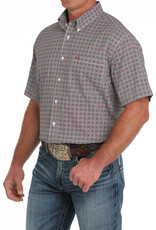 Cinch Mens Cinch White Rose Geo Print Short Sleeve Arena Flex Western Button Shirt