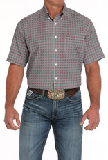 Cinch Mens Cinch White Rose Geo Print Short Sleeve Arena Flex Western Button Shirt