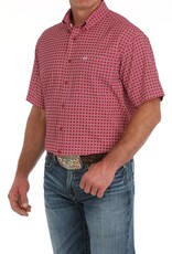 Cinch Mens Cinch Pink Geo Print Short Sleeve Arena Flex Western Button Shirt
