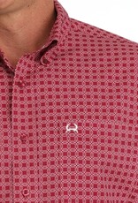 Cinch Mens Cinch Pink Geo Print Short Sleeve Arena Flex Western Button Shirt