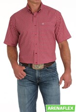 Cinch Mens Cinch Pink Geo Print Short Sleeve Arena Flex Western Button Shirt