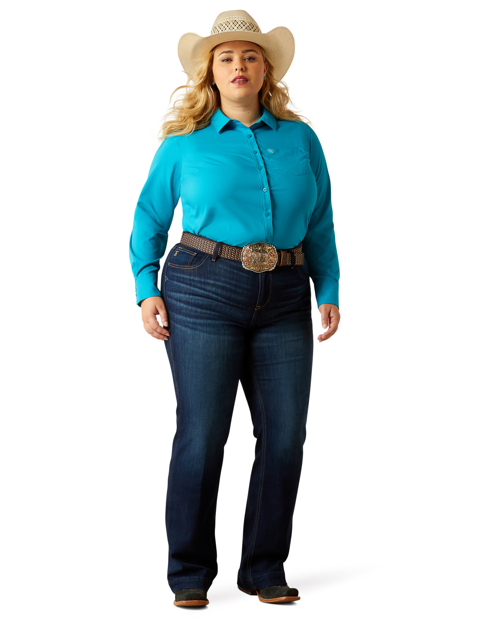Ariat Ariat Womens Enamel Blue Kirby Pro Long Sleeve Button Western Shirt ~ XS - 3X