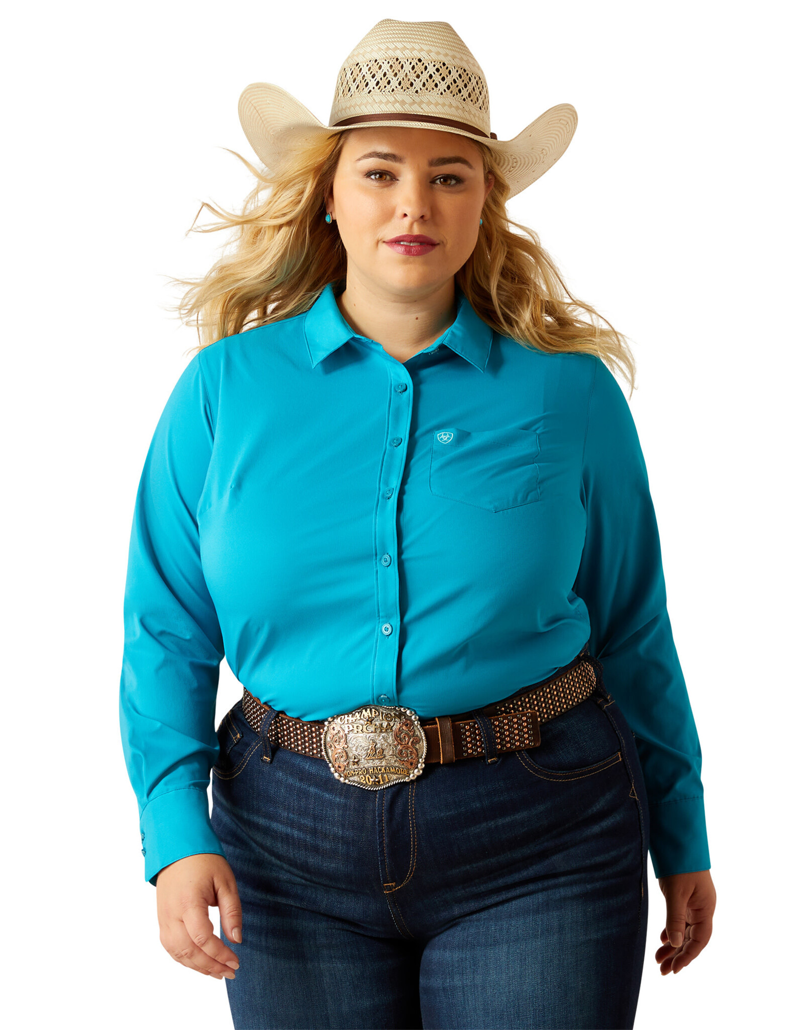 Ariat Ariat Womens Enamel Blue Kirby Pro Long Sleeve Button Western Shirt ~ XS - 3X