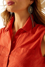 Ariat Ariat Womens Billy Jean Chili Dobby Sleeveless Western Button Shirt