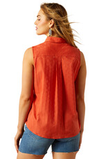 Ariat Ariat Womens Billy Jean Chili Dobby Sleeveless Western Button Shirt