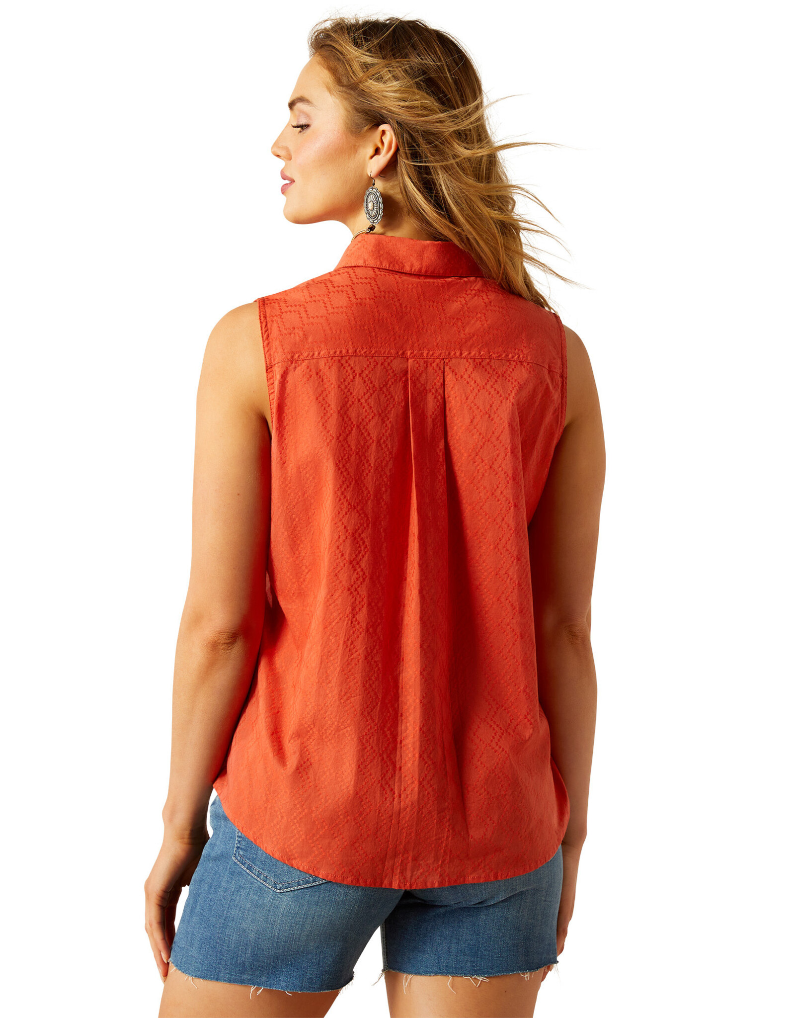 Ariat Ariat Womens Billy Jean Chili Dobby Sleeveless Western Button Shirt