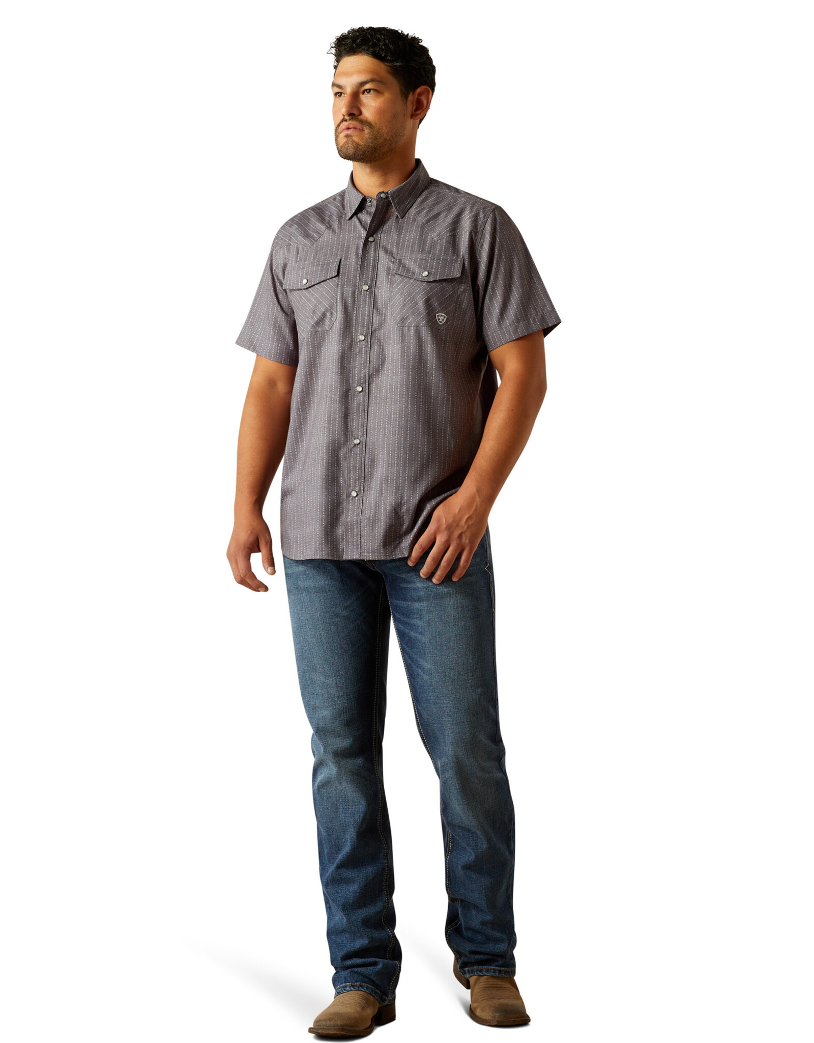 Ariat Ariat Mens Grey Western Venttek Short Sleeve Snap Shirt