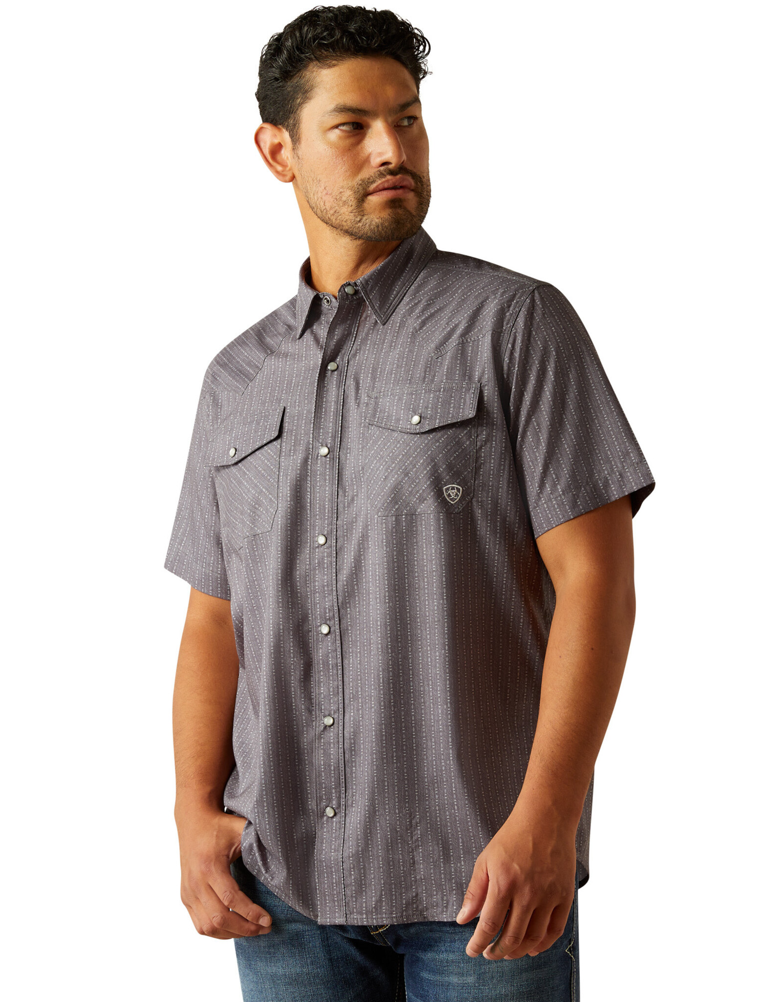 Ariat Ariat Mens Grey Western Venttek Short Sleeve Snap Shirt