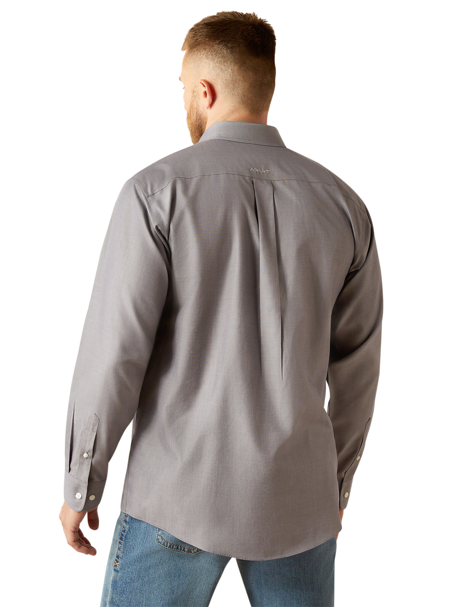 Ariat Ariat Mens Wrinkle Free Solid Grey Long Sleeve Button Western Shirt