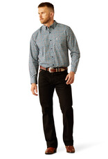 Ariat Ariat Mens Teal Blue Santiago Medallion Long Sleeve Button Western Shirt