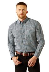 Ariat Ariat Mens Teal Blue Santiago Medallion Long Sleeve Button Western Shirt