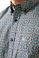 Ariat Ariat Mens Teal Blue Santiago Medallion Long Sleeve Button Western Shirt