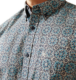 Ariat Ariat Mens Teal Blue Santiago Medallion Long Sleeve Button Western Shirt