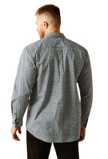 Ariat Ariat Mens Teal Blue Santiago Medallion Long Sleeve Button Western Shirt