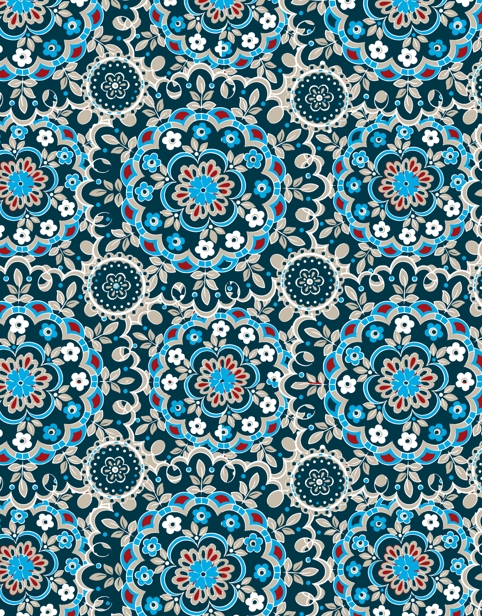 Ariat Ariat Mens Teal Blue Santiago Medallion Long Sleeve Button Western Shirt