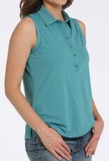 Cinch Womens Cinch Teal Blue Sleeveless Polo Shirt