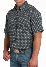 Cinch Mens Cinch Navy Print Short Sleeve Arena Flex Western Button Shirt
