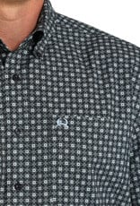 Cinch Mens Cinch Navy Print Short Sleeve Arena Flex Western Button Shirt