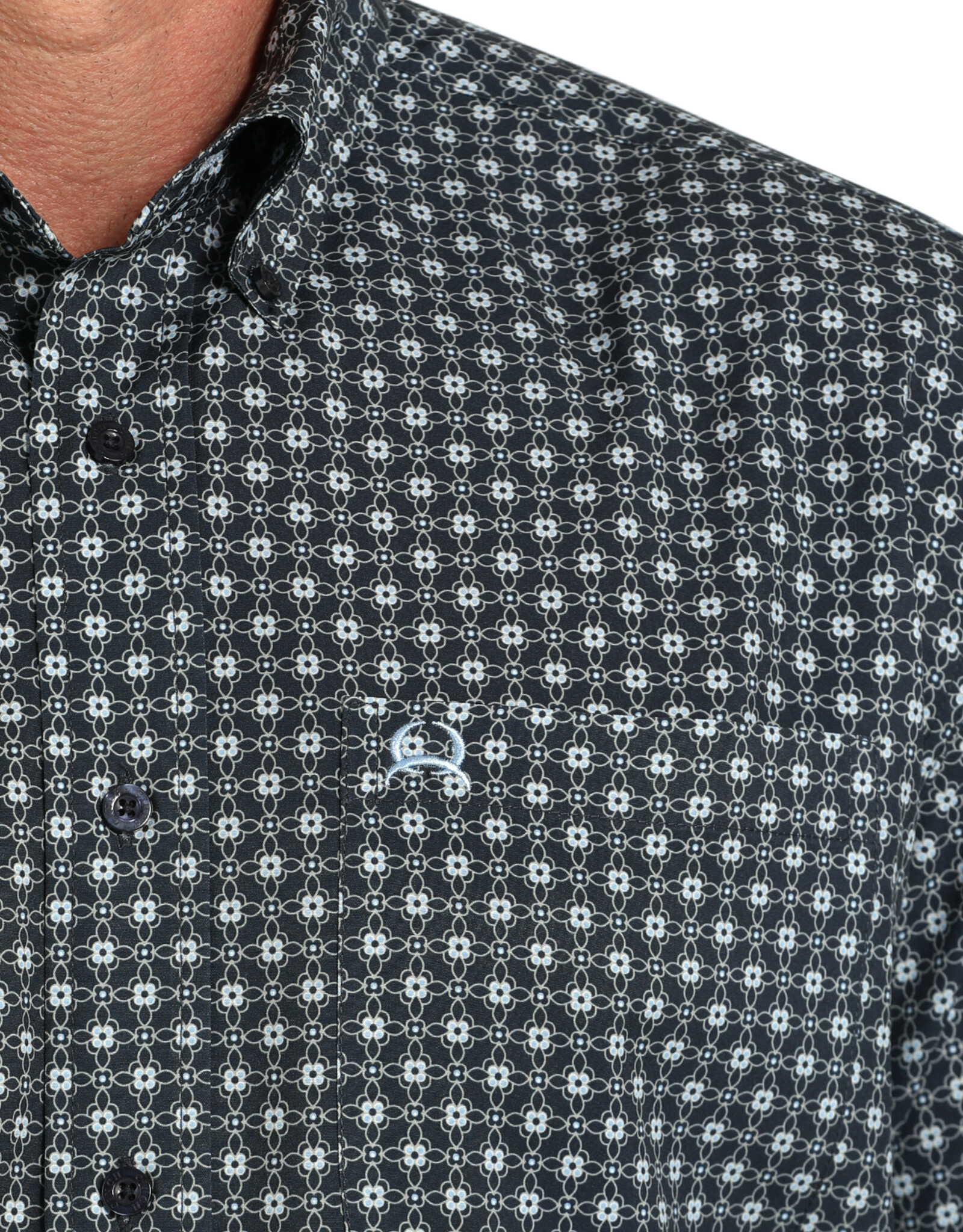 Cinch Mens Cinch Navy Print Short Sleeve Arena Flex Western Button Shirt