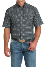 Cinch Mens Cinch Navy Print Short Sleeve Arena Flex Western Button Shirt