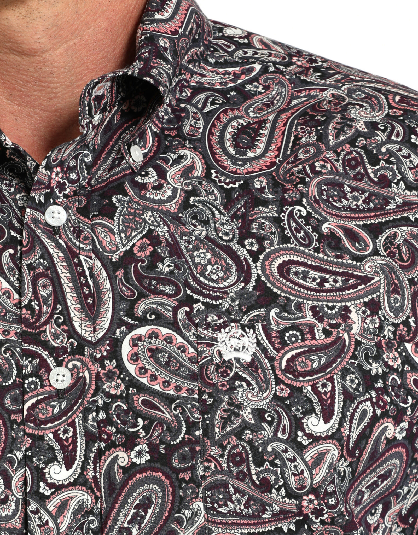 Cinch Mens Cinch Plum Paisley Long Sleeve Western Button Arena Shirt