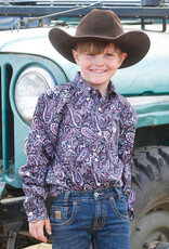 Cinch Boys Cinch Plum Paisley Long Sleeve Button Western Shirt
