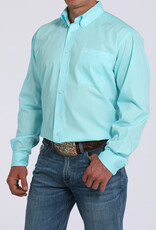 Cinch Mens Cinch Light Turquoise Solid Long Sleeve Western Button Arena Shirt