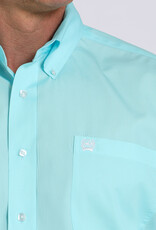 Cinch Mens Cinch Light Turquoise Solid Long Sleeve Western Button Arena Shirt