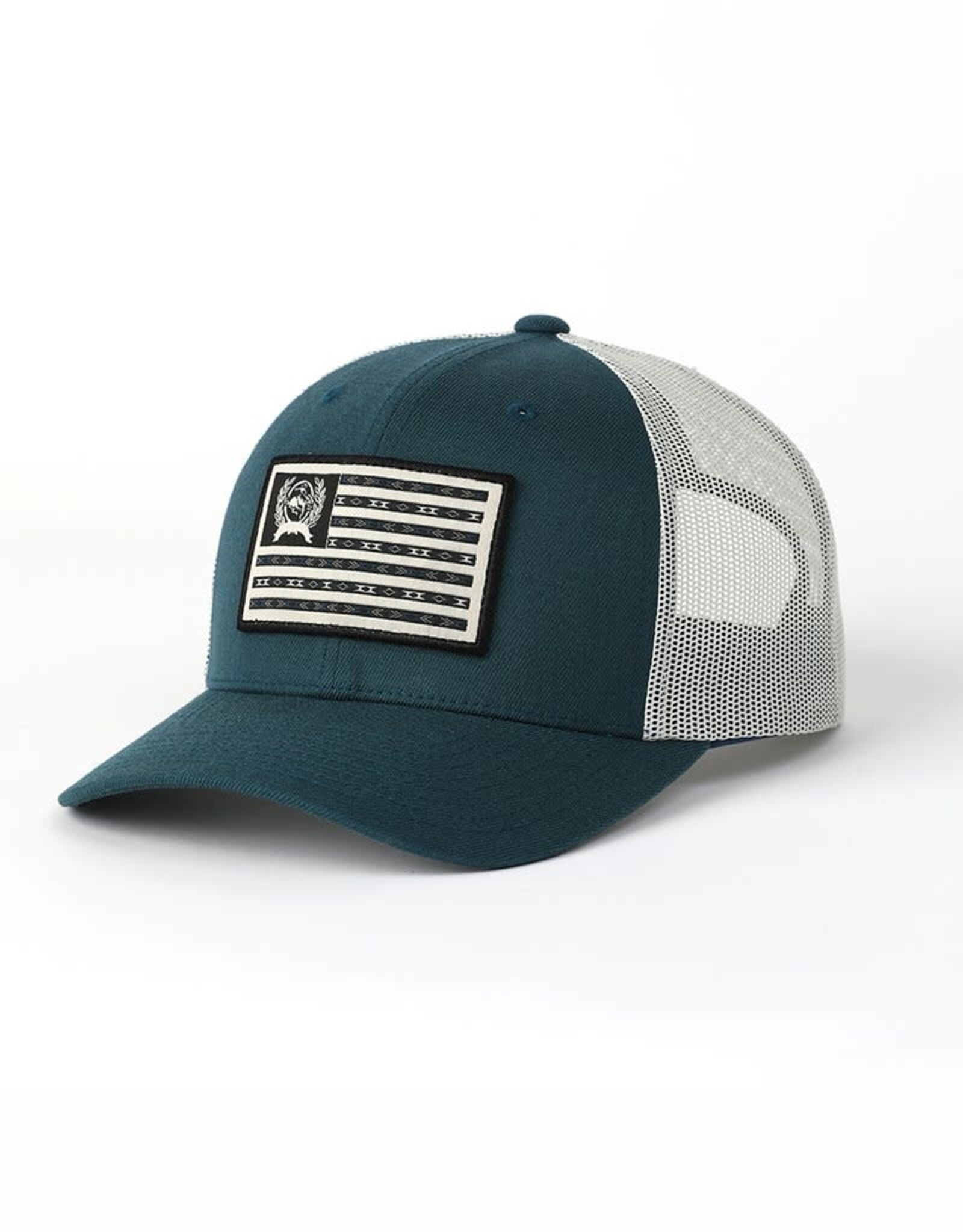 Cinch Cinch Teal Blue American Flag Mesh Snapback Trucker Ball Cap