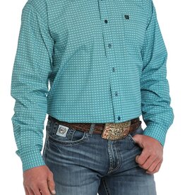 Cinch Mens Cinch Turquoise Print Long Sleeve Western Button Arena Shirt