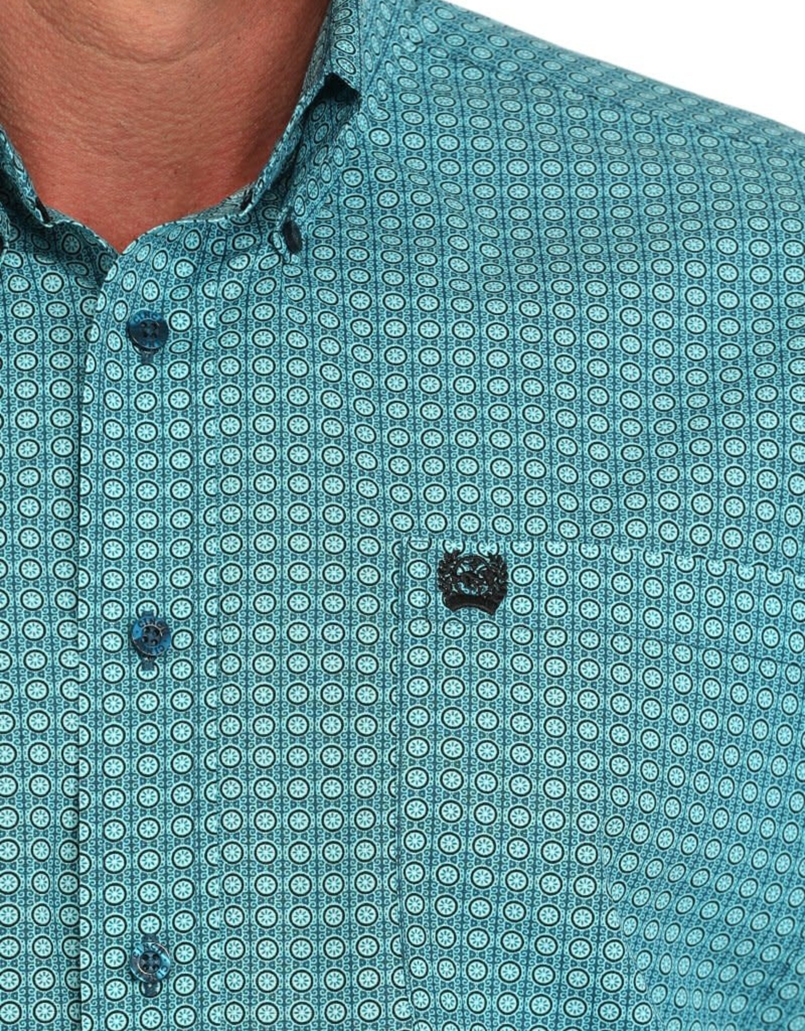 Cinch Mens Cinch Turquoise Print Long Sleeve Western Button Arena Shirt