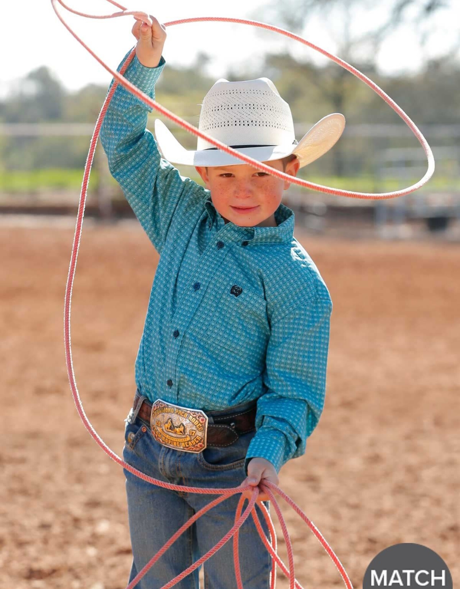 Cinch Boys Cinch Turquoise Print Long Sleeve Button Western Shirt