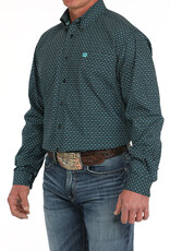 Cinch Mens Cinch Black Turquoise Print Long Sleeve Western Button Arena Shirt
