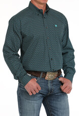 Cinch Mens Cinch Black Turquoise Print Long Sleeve Western Button Arena Shirt