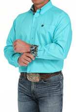 Cinch Mens Cinch Bright Turquoise Solid Long Sleeve Western Button Arena Shirt