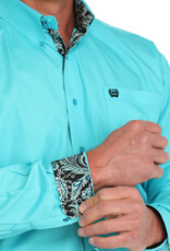 Cinch Mens Cinch Bright Turquoise Solid Long Sleeve Western Button Arena Shirt